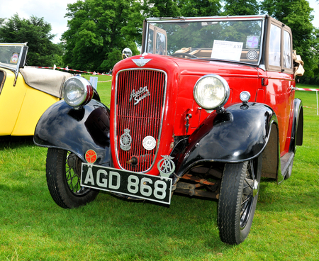NOTTINGHAM, UK. JUNE 1, 2014: Austin retro car displayed at the vintage car fair in Nottingham, England.のeditorial素材