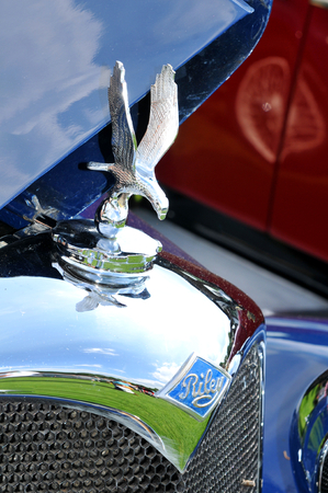 NOTTINGHAM, UK. JUNE 1, 2014: Riley retro car displayed at the vintage car fair in Nottingham, England.のeditorial素材