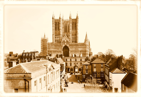 Lincoln, UK - April 9, 2015: Lincoln Cathedral is a major landmark and the third largest cathedral in Englandのeditorial素材