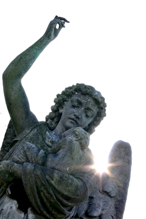 Close up of stone angel in the cemeteryの写真素材