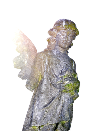 Close up of stone angel in the cemeteryの写真素材