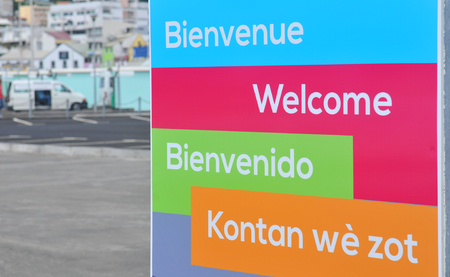 International welcome signの写真素材