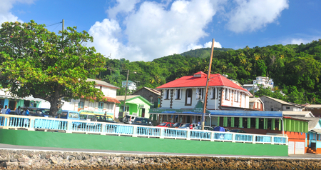SAINT LUCIA, CARIBBEAN - DECEMBER 10, 2014: Panorama of the city of Soufriere in Saint Lucia, Caribbeanのeditorial素材