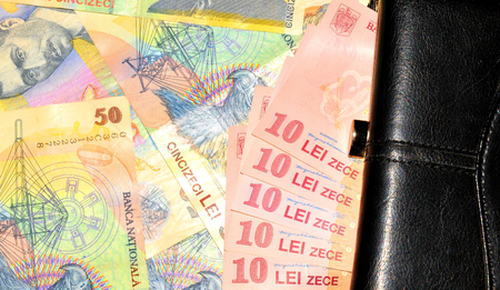 Romanian currency lei background