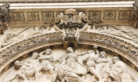 Architectural detail of medieval architecture in Paris, Franceの写真素材