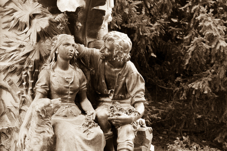 Sepia image of romantic architecture in Paris, Franceの写真素材