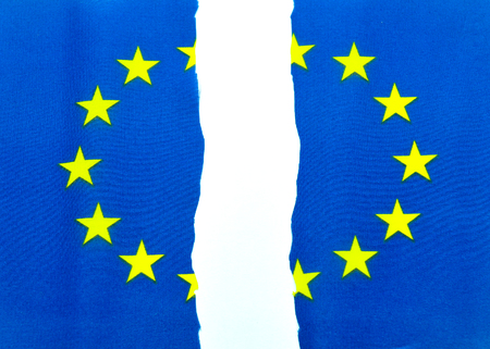 European Union flag torn off
