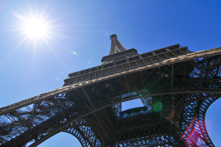 Architecture of the Eiffel Tower (Tour Eiffel) in Paris, Franceの写真素材