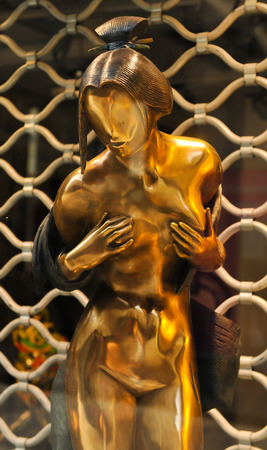 Paris, France - July 10, 2015: Detail of Japanese art in vintage shop in Marais, Paris, Franceのeditorial素材