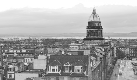 Edinburgh, Scotland - December 23, 2015: Panoramic view of the roofs of medieval buildings in Edinburgh in  Scotland, UKのeditorial素材