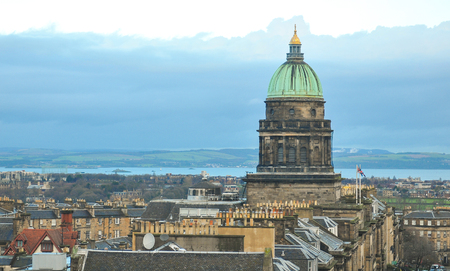 Edinburgh, Scotland - December 23, 2015: Panoramic view of the roofs of medieval buildings in Edinburgh in  Scotland, UKのeditorial素材