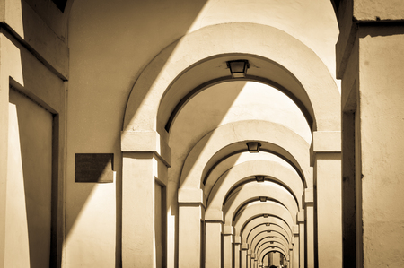 Architectural detail of arcade in Florence, Italyのeditorial素材