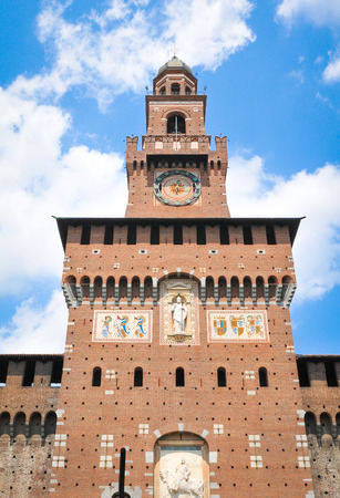 XV century Sforza Castle (Castello Sforzesco) in Milan, Lombardy, Italyのeditorial素材