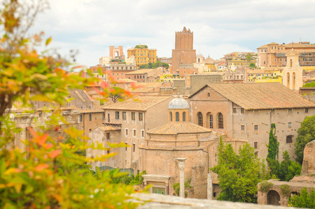 Skyline of Rome, Italy as seen from the Roman Forumの写真素材