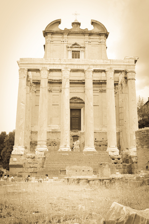 Ruins of the Roman Forum and the church of San Lorenzo in Rome, Italyのeditorial素材