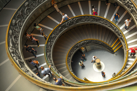 Vatican, Rome, Italy - June 21, 2016: Detail of staircase inside Vatican Museums (Musei Vaticani), Christian and art museums in Vatican City, Rome, Italy.のeditorial素材