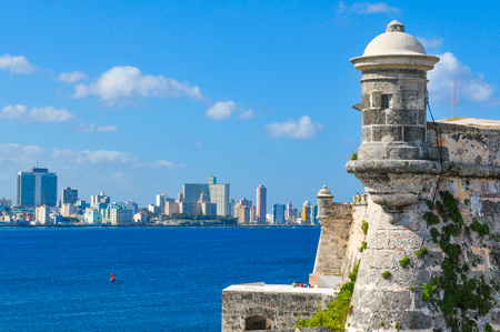 Architectural detail of the Morro Castle (fortress) in Havana, Cubaのeditorial素材