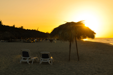 View of sunset in Varadero, Cubaの写真素材