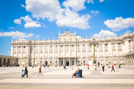 Madrid, Spain - April 10, 2016: Tourists visit the Royal Palace (Palacio Real), major cultural and historical landmark in Madrid, Spainのeditorial素材