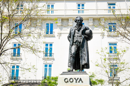 Madrid, Spain - April 10, 2016: Statue of Goya in front of the famous Prado Museum in Madrid, Spainのeditorial素材