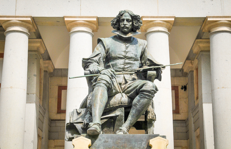 Madrid, Spain - April 10, 2016: Statue of Velazquez in front of the famous Prado Museum in Madrid, Spainのeditorial素材