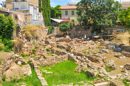 Athens, Greece - June 12, 2017: View of archaeological site and excavations in Athens, Greeceのeditorial素材