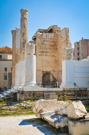 Athens, Greece - June 13, 2017: People visit Hadrian's Library in Athens, Greeceのeditorial素材