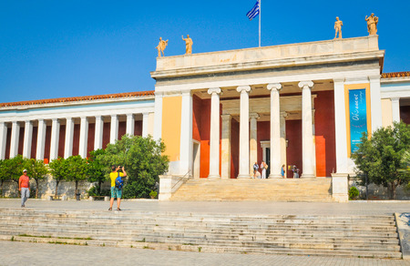 Athens, Greece - June 14, 2017: Tourists visit the National Archaeological Museum in Athens, Greeceのeditorial素材