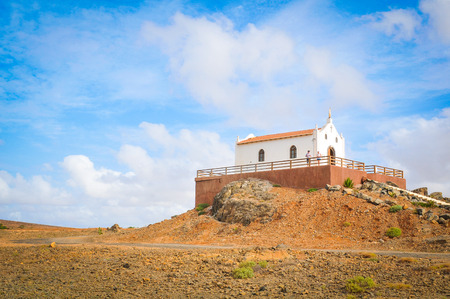 Boa Vista, Cape Verde - December 20, 2017: Tourists visit a catholic church on the island of Boa Vista, Cape Verde, Africaのeditorial素材