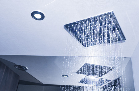 Detail of modern ceiling showerの写真素材