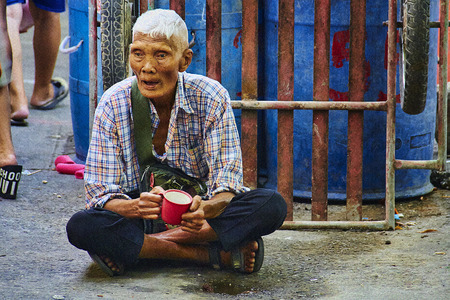 beggar at phuket weekend night marketのeditorial素材