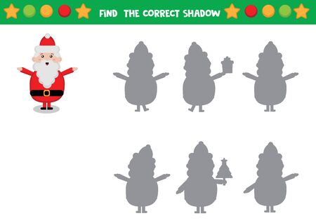 Educational worksheet for kids. Games for kids. Santa Claus. Find correct shadow.のイラスト素材