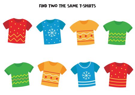 Find two the same T-shirts.のイラスト素材
