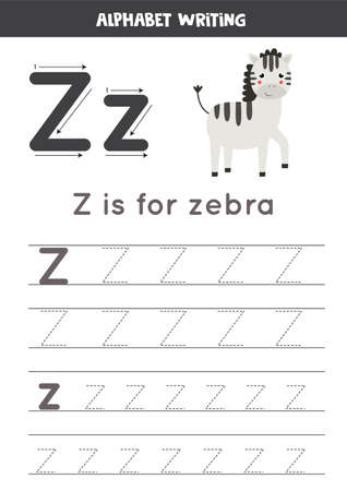 Handwriting practice with alphabet letter. Tracing Z.のイラスト素材