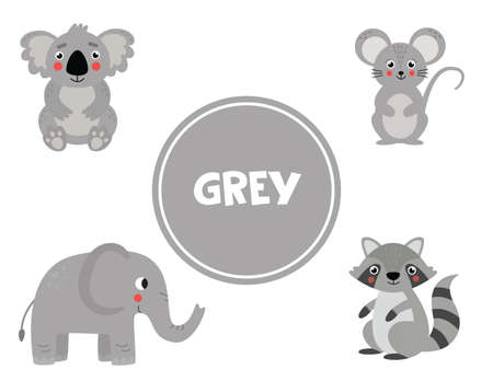 Learning gray color for preschool kids. Educational worksheet.のイラスト素材