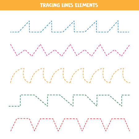 Tracing lines elements for making worksheet. Handwriting practice for kids.のイラスト素材