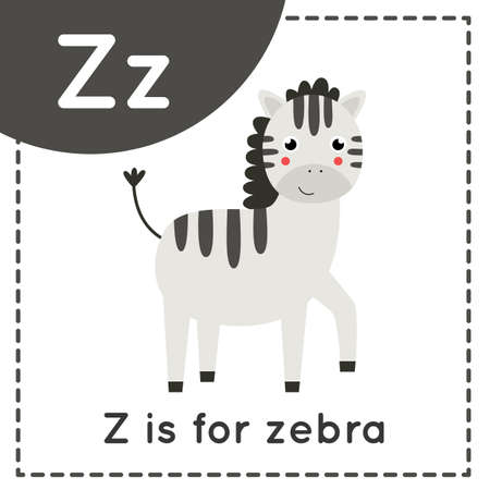 Animal alphabet flashcard for children. Learning letter Z. Z is zebra.のイラスト素材