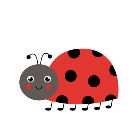 Vector picture of cute smiling ladybug isolated on white background. Simple illustration.のイラスト素材