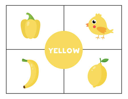 Learning basic primary colors for children. Yellow.のイラスト素材