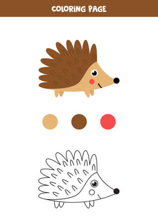 Coloring page with cute cartoon hedgehog. Worksheet for children.のイラスト素材