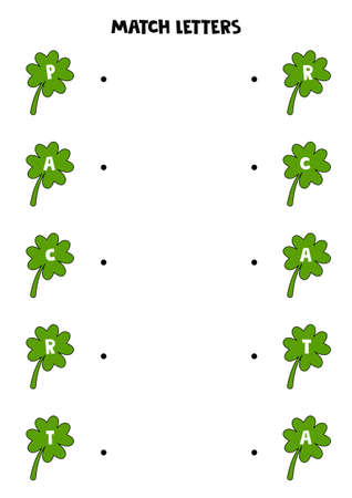 Educational logical game for kids. Match clovers with letters.のイラスト素材