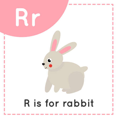 Learning English alphabet for kids. Letter R. Cute cartoon rabbit.のイラスト素材