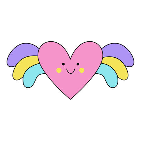 Vector picture of cute flying heart isolated on white background.のイラスト素材