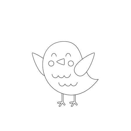 Black and white picture of cute bird on white background.のイラスト素材