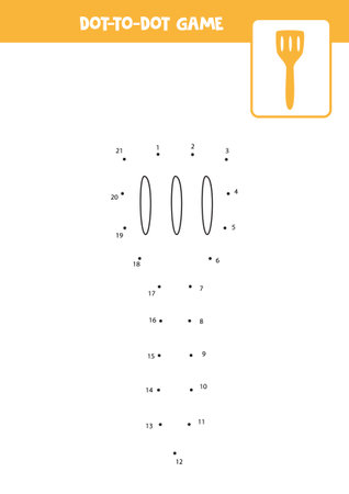 Dot to dot game with cartoon spatula. Connect the dots. Math game. Dot and color picture.のイラスト素材