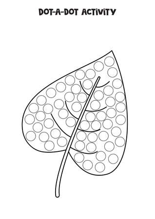 Dot a dot activity with leaf. Dot marker game for preschool kids.のイラスト素材
