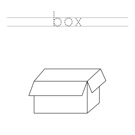 Trace the letters and color box. Handwriting practice for kids.のイラスト素材