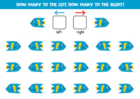Left or right with cute fish. Educational game to learn left and right.のイラスト素材