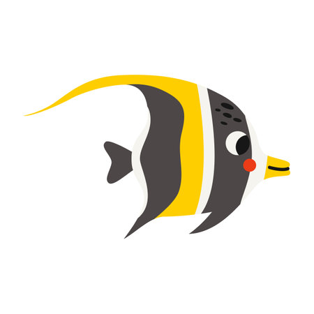 Vector picture of cute Moorish idol fish isolated on white background.のイラスト素材