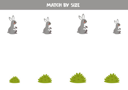 Match rabbits and bushes by size. Educational logical game for kids.のイラスト素材